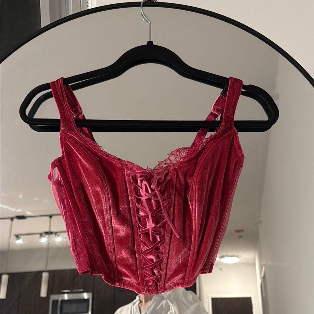 Red Satin Corset Top